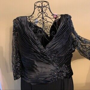 MAY QUEEN 4XL (NWT) & 5XL (Like New) Black Beaded Chiffon Gown Plus Size Dress
